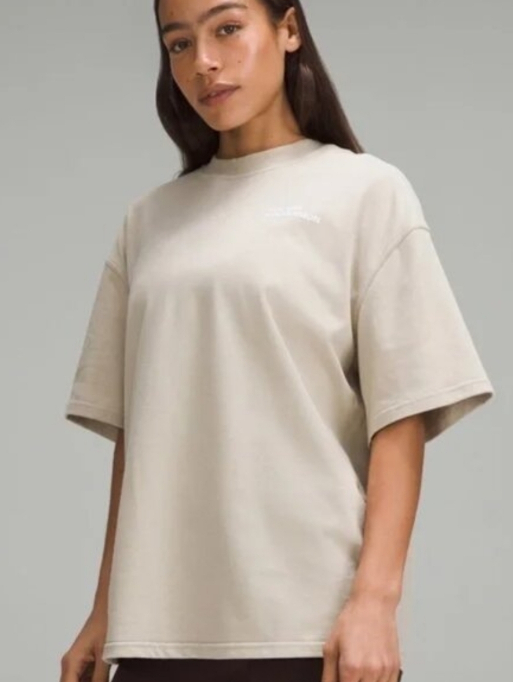 lululemon athletica Beige Tan Heavy Weight Short Sleeve Cotton Tee